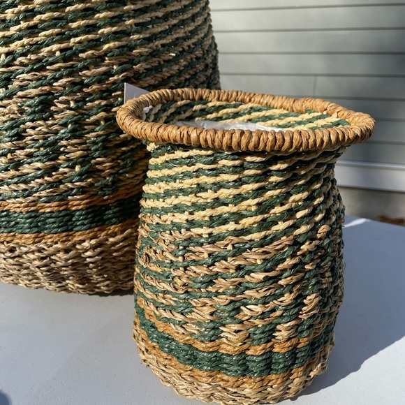 NWT Anthropologie Diamond Stripe Woven Basket Pot Small 5” - Picture 8 of 8